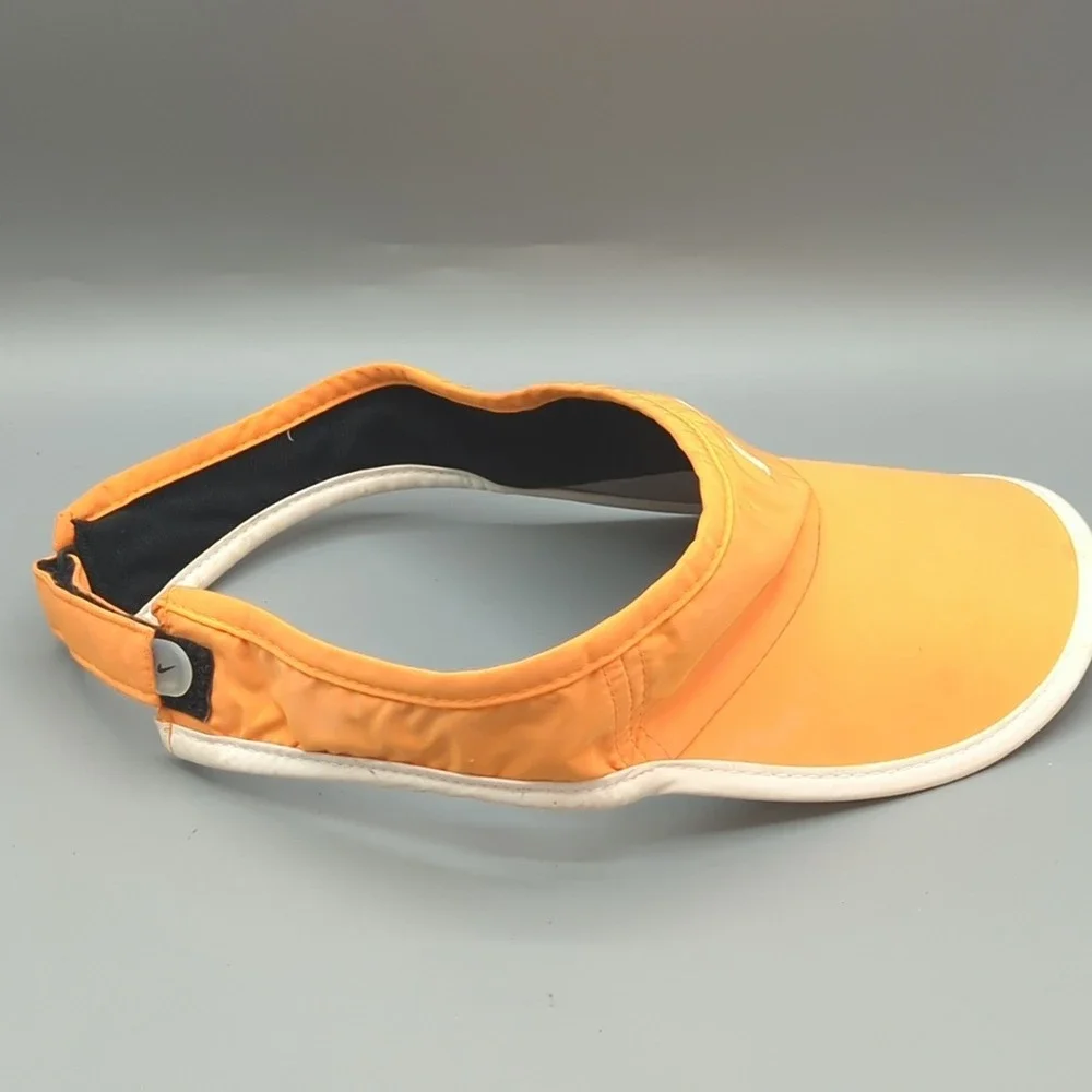 Vintage Nike Dri-Fit Hat Cap Visor Strapback Orange Running Tennis OSFA Y2K